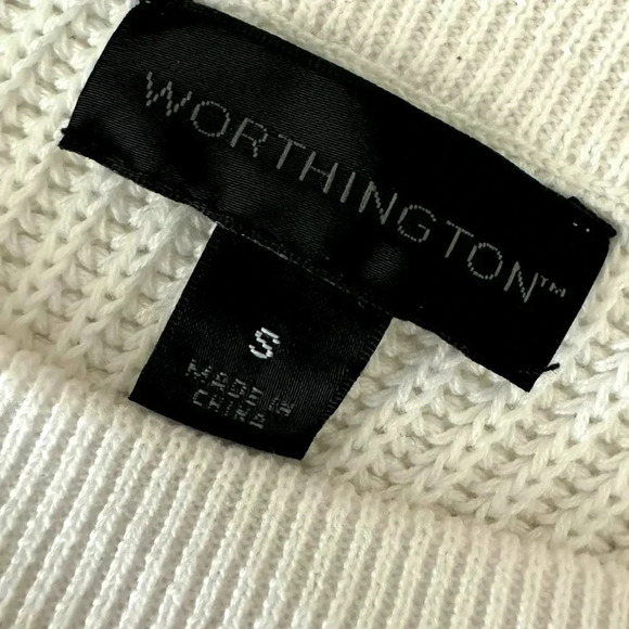 Classic WORTHINGTON Womens Small Knit Sweater Half Sleeve White Pullover Top - Picture 6 of 9